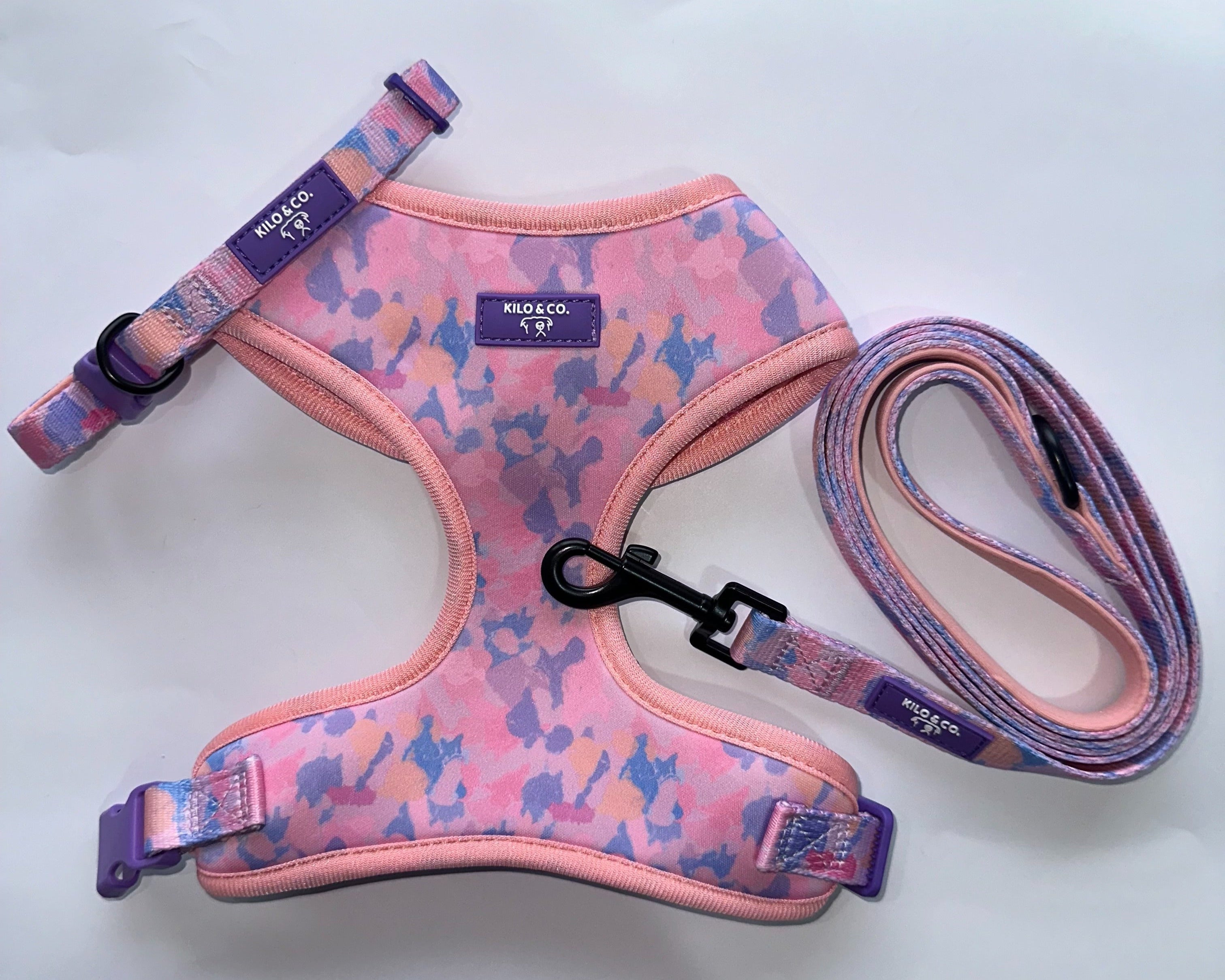Adjustable Harness, Collar and Lead Set - Purely Pastels