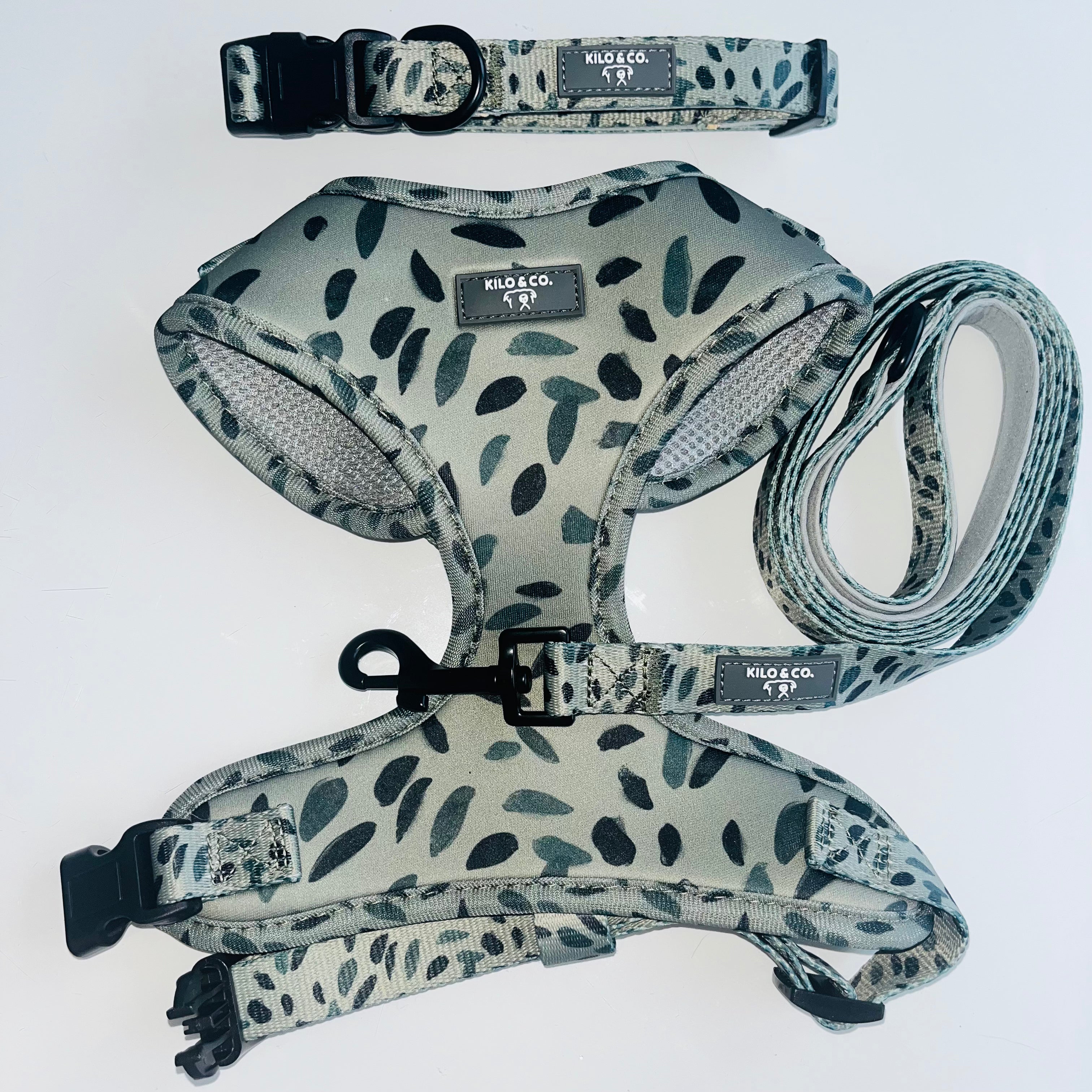 Adjustable Harness, Collar and Lead Set - Olive Tree